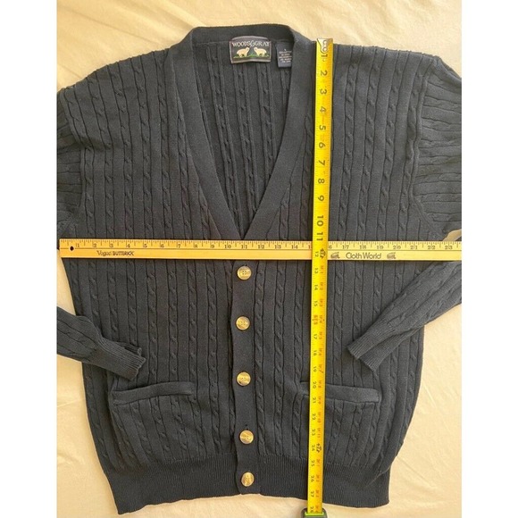 Woods & Gray Cardigan Sweater Men's L Blue V Neck Solid Long‎ Sleeve Cable Knit - Picture 4 of 9